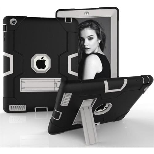 Shockproof Case for iPad 4 A1459 A1460 Release Kickstand Kids Silicone Hard Full Body Protective Cover for iPad 2 3 A1416 A1430