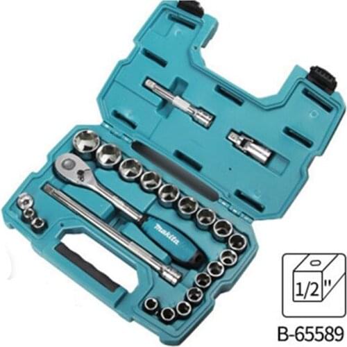 Makita B-65589 1/2 RATCHET & SOCKET SET 23 PCS wrench two-way universal auto repair fast car motorcycle multi-function tool
