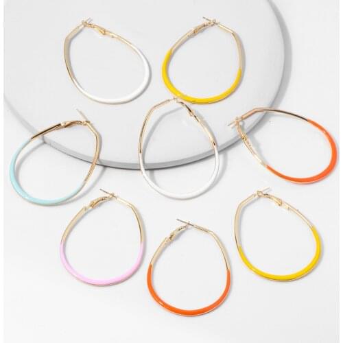 Vintage Colorful Water Drop Earrings Jewelry for Women Geometric Enamel Circle Korean Wedding Statement Bohemia Earrings