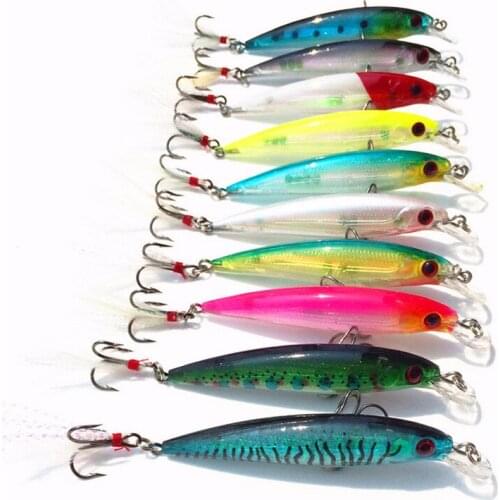 High Quality 10pcs Minnow Fishing Bait 9cm/8g/6# Fishing Tackle With Treble Hooks Bass Baits Fishing Lures
