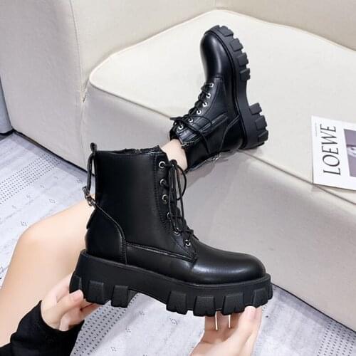Women Motorcycle Boots New Female Autumn Fashion Womans Boots Low Heel Vintage Buckle Casual Lady Boots