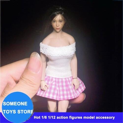 In Stock 1/12 Scale One Shoulder Sweater Dress for 6 Inches Body Figure Clothes