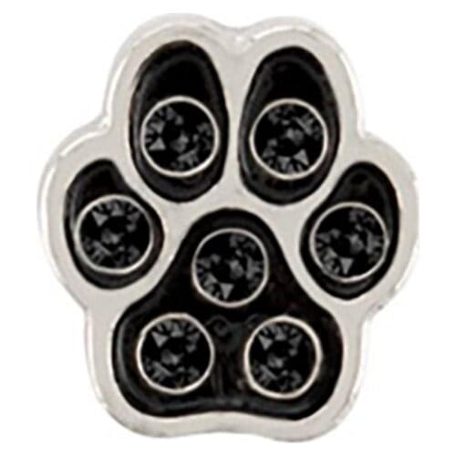 10pcs Black Crystal Accent Paw Print Custom Floating Charms for Glass Locket Watch Necklace Bracelet