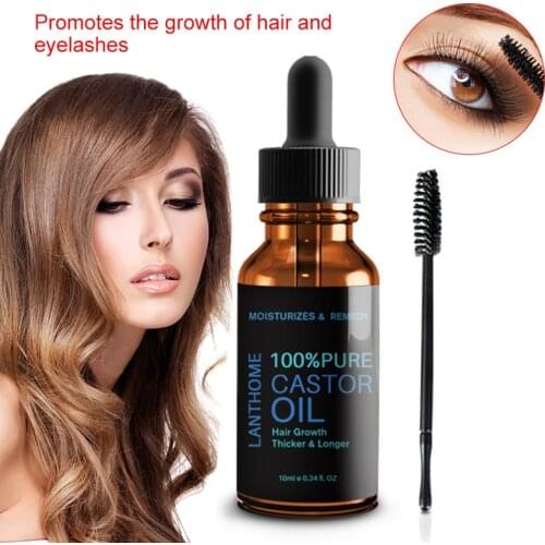 10ml 100% Pure Natural Castor Oil Calm Nourish Hair Castor Organic Eyelash Enhancer Growth Essence Effective Hair Repair Liquid
