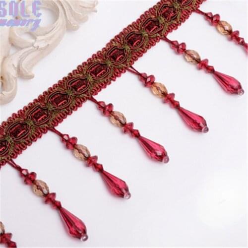 12M Crystal beads Curtain Trims Lace Tassels Curtain Hanging Ball Tie Back Straps Holders Accessories Home Decoration