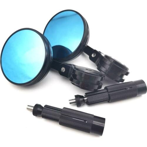 2Pcs Universal Aluminum Motorcycle Bar Grip End Mirrors 22mm Rearview Adjustable