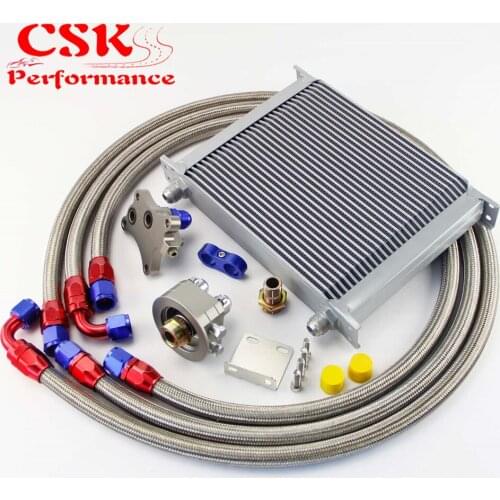 30 Row 248mm AN10 Oil Cooler Kit Fits For Nissan Silvia S13 S14 S15 180SX 200SX 240SX SR20DET Black/Silver
