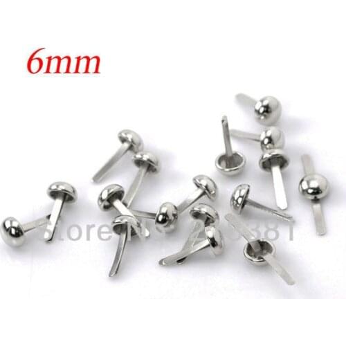 400Pcs Silver Tone Round Mini Brads Scrapbooking Embellishment DIY Crafts 6mm A00742