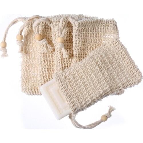 500pcs Natural Exfoliating Mesh Soap Saver Sisal Soap Saver Bag Pouch Holder for Shower Bath Foaming and Drying W0302