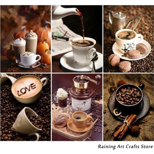 5D Diamond Embroidery Full Display Coffee Mosaic Pictures of Rhinestones Diamond Painting Cross Stitch Kits Cafe Wall Art Decor
