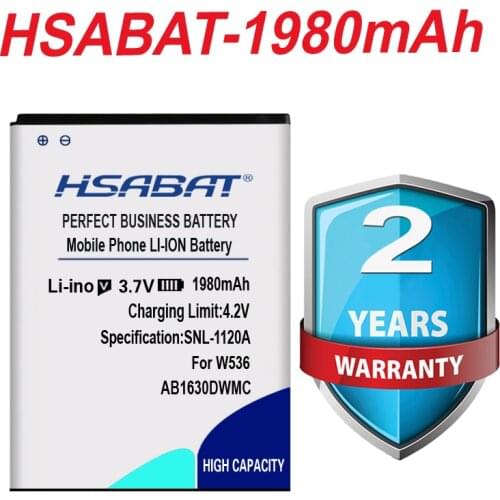 AB1630DWMC original HSABAT 1980mAh Battery for PHILIPS W536 W635 W6350 CTW536 X2560 W635 W6350 T539 D633 Phone Battery