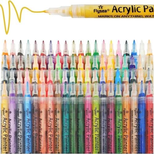 12-80 Colors Acrylic Pen Acrylic Paint Marker Pen 0.7mm Tip for Rock Painting Mug Ceramic Glass Wood Fabric Painting Quick Dry