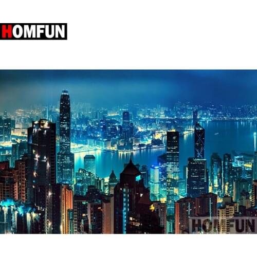 HOMFUN Full Square/Round Drill 5D DIY Diamond Painting "High-rise scenery" 3D Embroidery Cross Stitch 5D Home Decor gift A17272