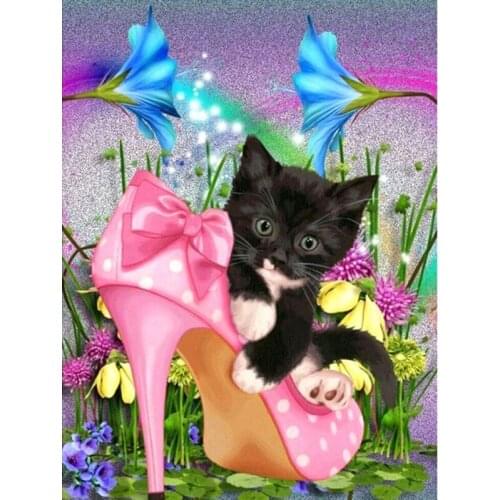 Full Square/Round Drill 5D DIY Diamond Painting "Cat Shoes" Embroidery Cross Stitch 5D Home Decor Gift