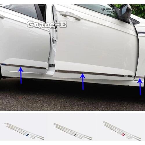 Car Detector Side Door Body Trim Sticks Strips Molding Bumper Parts 6pcs For Volkswagen VW Polo Hatchback 2019 2020 2021 2022