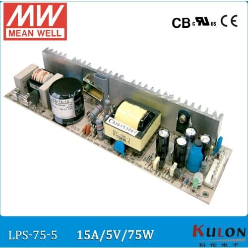 Original MEAN WELL LPS-75-5 single output 15A 75W 5V Meanwell Power Supply open frame LPS-75 PWM control