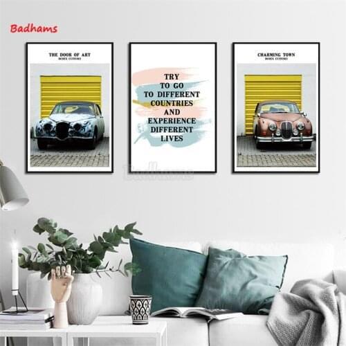 Living Room Decoration Triptych Letter Garages Wall Layout Hanging Painting Sofa Background Wall Painting Canvas Painting