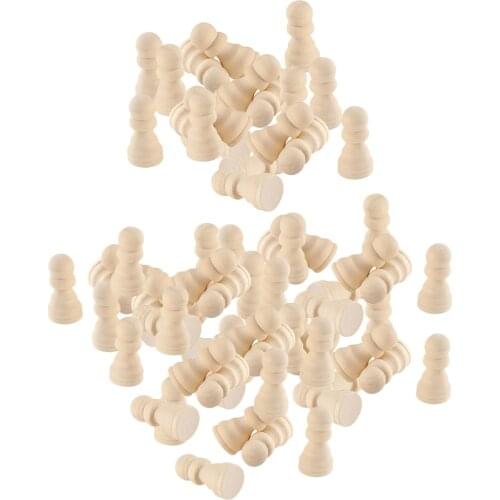 Wooden Chess Set Chess Pieces Table Board Game Kids Educational Toys Unfinished Wood Dolls