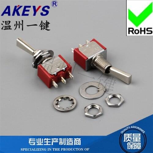 2 Pcs MTS-102-F1-TO-12MM three-legged two-speed ON-ON rocker switch flat handle HM button switch