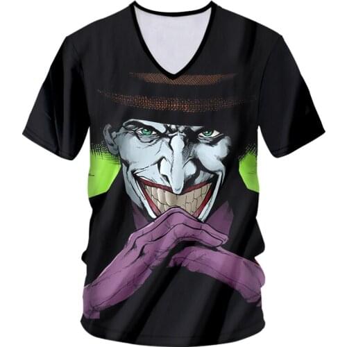 IFPD EU/US Size Clown 3D Printed T Shirt Men Joker Face Male Tshirt 3d Casual V-neck Male Tshirt Plus Size Short Sleeved Tops