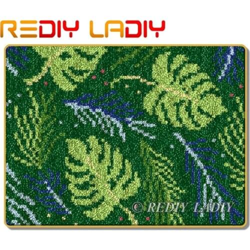 Latch Hook Rug Green Leaves Crocheting Carpet Rug 100% Acrylic Yarn Sofa Cushion Mat DIY Carpet Rug Home Decor Hobby & Crafts