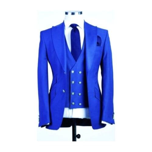 Handsome Groomsmen Peak Lapel Groom Tuxedos Mens Wedding Dress Man Jacket Blazer Prom Dinner (Jacket+Pants+Tie+Vest) A205