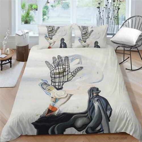 Creative Bedding Set Double Simple Weird Person Duvet Cover Set King Twin Full Queen Single Bird Bed Set Cartoon