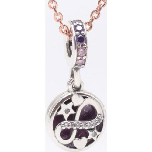 Mothers Day 925 Silver Shining Eternal Heart and Star Pendant New Purple Star Pendant Female