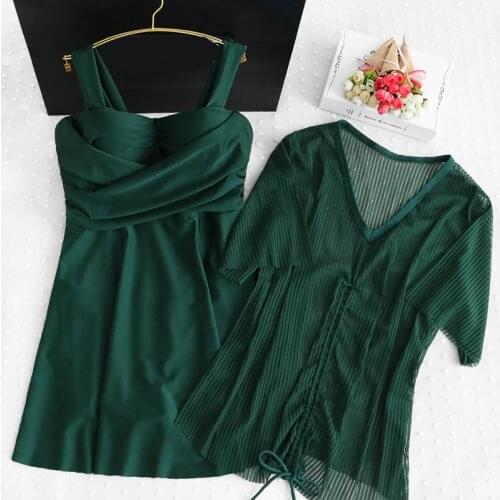 STAERK Beach swimsuit girl fat sister beach long sleeve holiday bra large size blouse loose cover stomach show thin hot spring