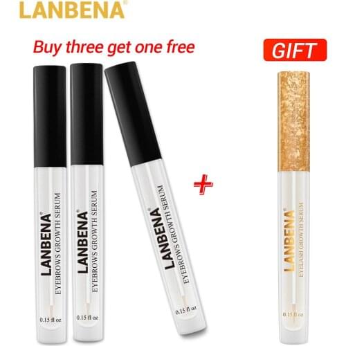 Buy 3 Get 1 LANBENA Eyebrow Growth Serum 3PCS+Eyelash Growth Serum 7 Day Longer Fuller Thicker Eyebrow Eyelash Hair Growth