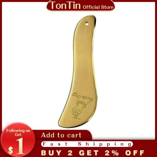 Tontin Copper Facial Eyes Deep Tissue Muscle Massage Tool Brass Guasha Beauty SPA kit Health Scraping S Shape Board