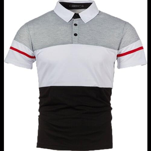 2021 Summer Casual Polo Shirt Men Short Sleeve Turn Down Collar Slim Fit Business New Design Contrast Color Tops