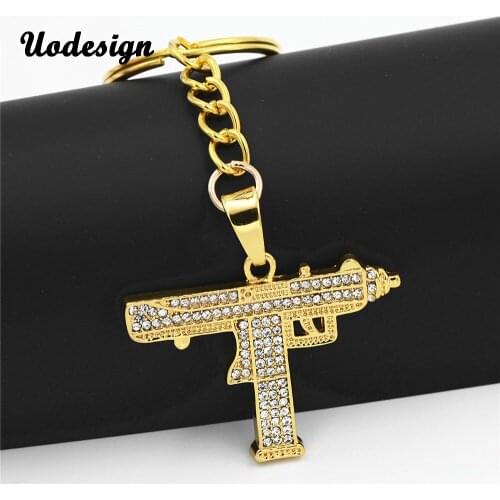 Uodesign Golden Plated Gun Steampunk Keychain Star Jewelry Men Hip Hop Dance Charm Franco Chain Hiphop Jewelry