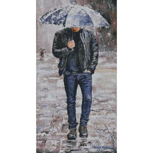 Gy in the Rain Man 37-65 Cross Stitch Set Cross-stitch Kit Embroidery Needlework Craft Packages Cotton Fabric Floss