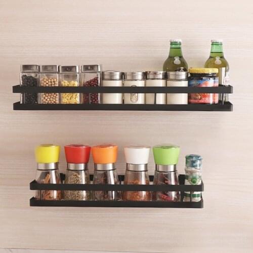 Wall Shelf for Kitchen Iron Wall Mounted Storage Shelves Organizer Spice Jars Holder Rack Spice Rack Paste up/Drill