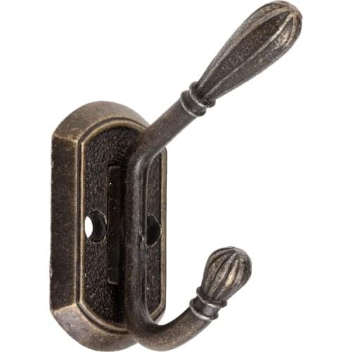 Rectangle Wall Hook Retro double hooks Mount Hanger Bathroom Bedroom Closet Door Coat Hat Robe Holder Antique Metal 65*30mm