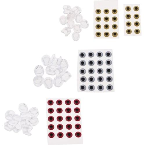 Perfeclan 20pcs 3D Fly Tying Jigs Crafts Doll Lure Fishing Eyes And 10pcs Fishing Head Fishing Making Tools