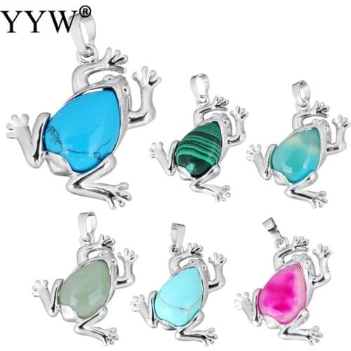 Pendants 2018 new fashion jewelry Pendant Cute Animal Frog Charm Jewelry Natural Gem Stone Opal Quartz Pendant DIY Making
