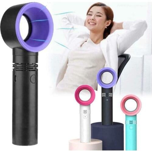 Portable Bladeless Fan Handheld USB Rechargeable Mini Cooler No Leaf Handy Cooling Fan Air Cooler Fans Desktop for Office School