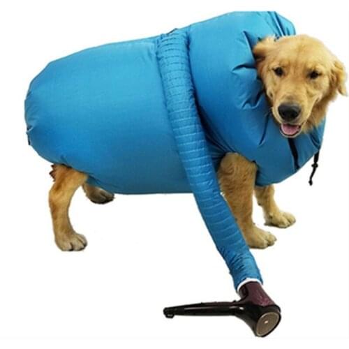 Dog Hair Drying Bag Portable Folding Dog Hair Dryer Grooming Blow Bag Grooming Bag Pet Dry bag Cat Blow Pet Dog Dryer Blue