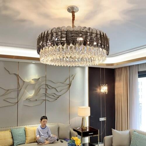 Postmodern light luxury crystal chandelier villa living room dining room lamp Nordic atmosphere home crystal room