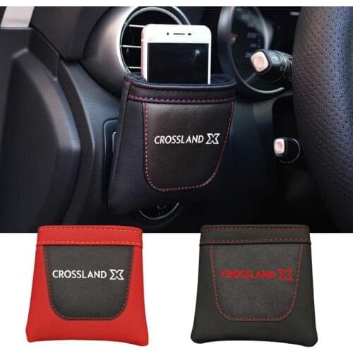 Clip on Air Outlet PU Leather Car Air Vent Stow Tidy Storage Bag Car Phone Bag Coin Bag For Opel Crossland X