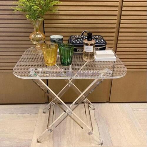 Simple New Transparent Acrylic Folding Table Household Custom Movable Small Tea Table Nordic Creative Corner Table