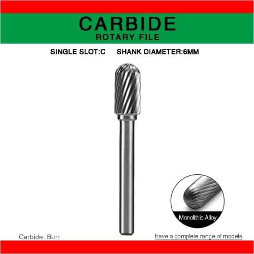 Round Handle Die Grinder Bits for Metal Hand Tools Hard Metal Rotary File Rotary Burrs 1Pc Round C-Type Single Slot 6mm-16mm