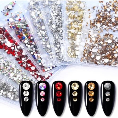 1440pcs/pack 2020 Design Multi-size Nail Rhinestones Crystals AB Clear Gems For Nails Art Decorations DIY Nails Art Accessories