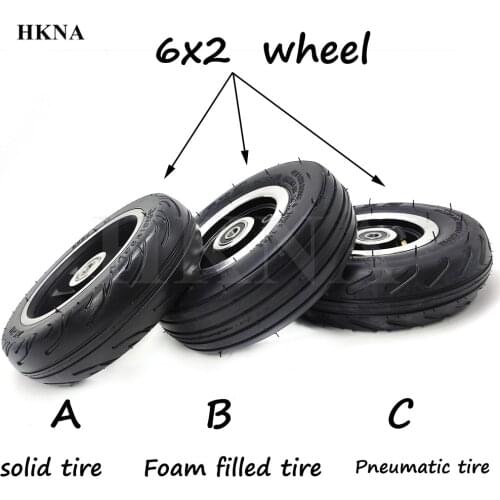 6 Inch 6x2 Wheels Pneumatic Inner Tube Outer Tyre Solid Tires Wheel for Mini Electric Scooter Chair Truck F0 Trolley Cart