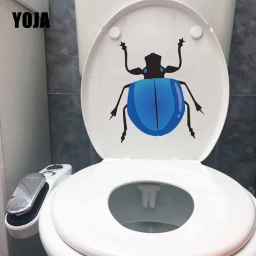 YOJA 22.3X23.6CM Intereting Green Insects Toilet Decal Living Room Home Decor Wall Sticker T5-1380