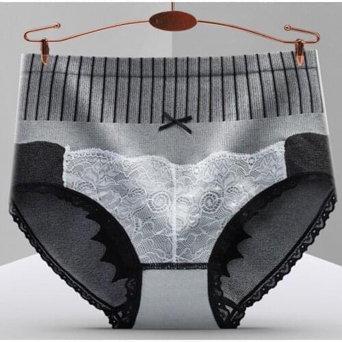 Womens Sexy High Waist Briefs Seamless Lace Panties Breathable Comfortable Underwear Underpants Slimming Lingerie