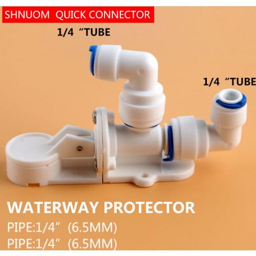 1/4'' PE Water Purifier RO Water Leakage Protection Valve Switch With Two Quick Fittings Expanded Cotton Leakage Circuit Breaker