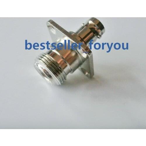 1Pcs BNC Jack 4 hole flange Panel Mount to N female jack connector adapter